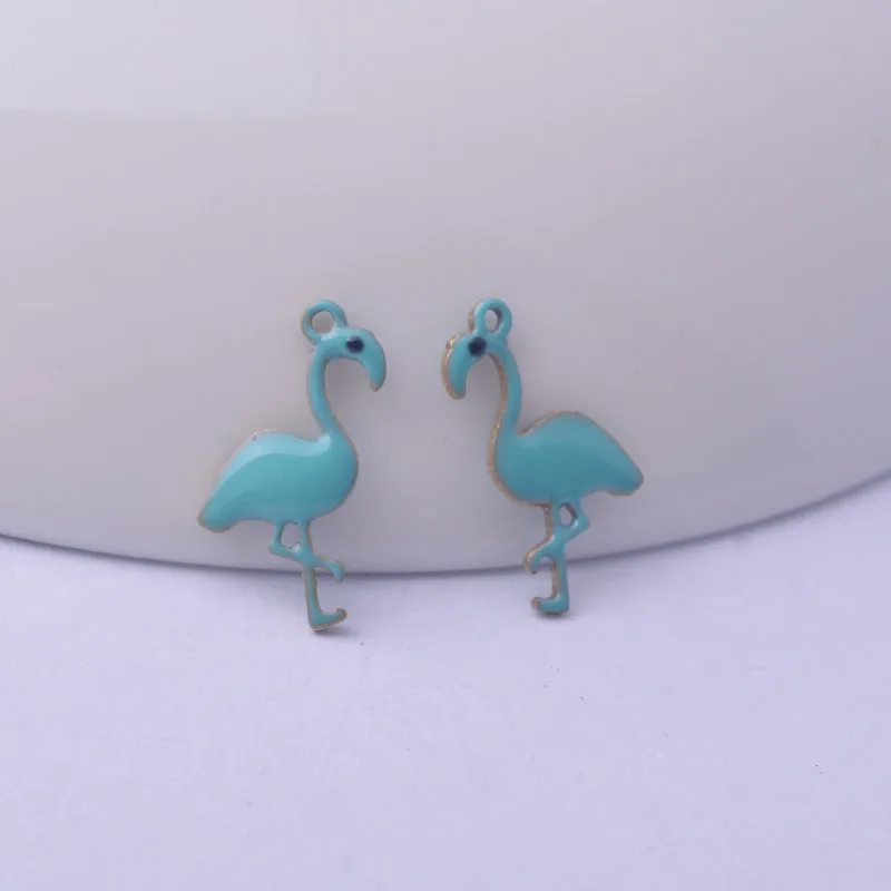 30 Stück 8*14mm beidseitig emaillierte Flamingo-Anhänger, kleine Vogel-Tier-Anhänger aus Kupfer, Schmuck – Detail 9