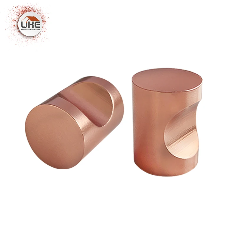 

UKE Rose Gold Furniture Knobs Aluminum Small Round Knobs Solid Drawer Handle Kitchen Knob