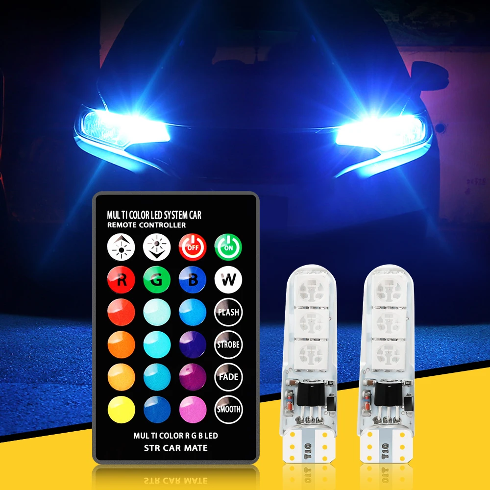 T10 W5W RGB LED Bulb Car Atmosphere Lamp Clearance Light for audi a4 b6 b7 b8 a3 8p 8v a6 c6 for vw passat b5 b6 b7 golf 4 5 6 7