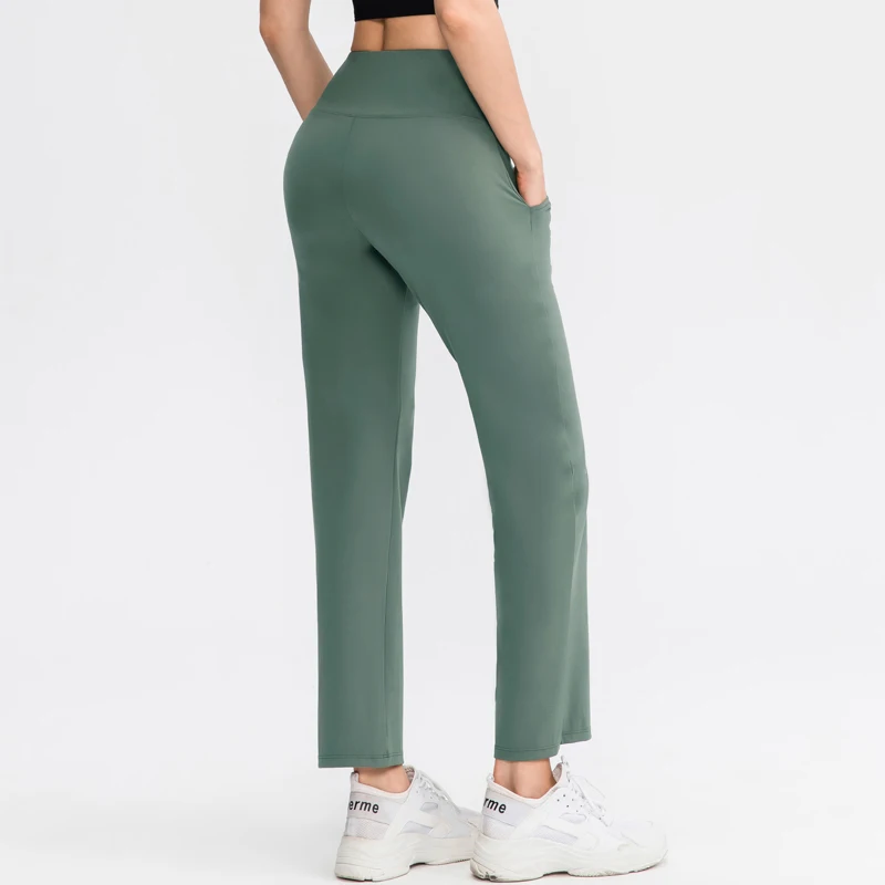 Luźna, wysoka talia spodnie jogi kobiety nagie uczucie Stretch Nylon sport Casual spodnie oddychające sportowe spodnie legginsy odzież sportowa
