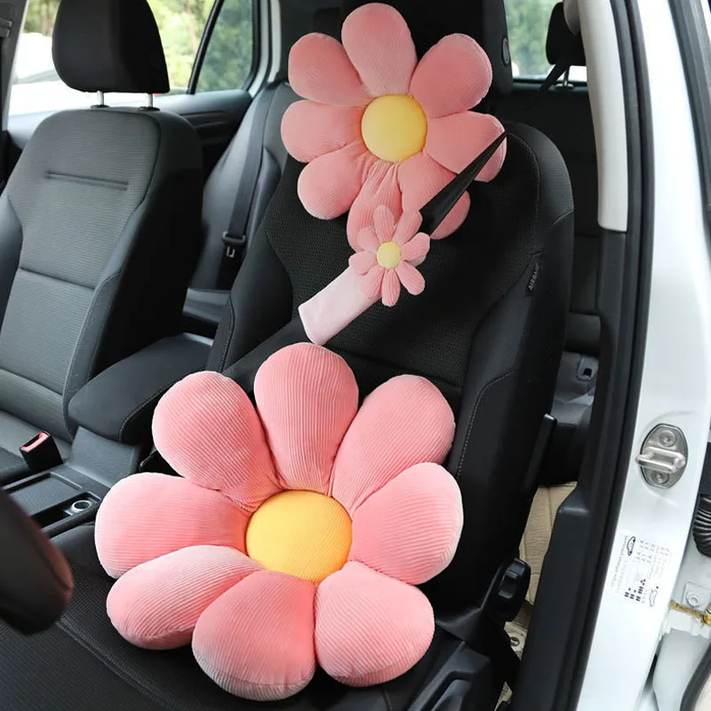 Trendy Flowers Plush Car Seat Belts Covers Shoulder Padding Universal Car Safety Belts Protector Pads For Women Auto Accessories