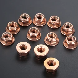 12Pcs M8 Copper Exhaust Nut for BMW 3 Series E30 Head Stud Lock Nuts Copper Bolt Screw M8 Turbo Exhaust Stud Hex Nut A1201420072