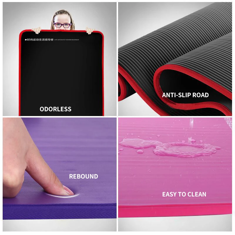 Non Slip Yoga Mat Edge Wrapped Thick Fitness Mat 10mm Pilates Blankets Folding Gymnastics Mats Match Yoga Bag For Beginner Hot