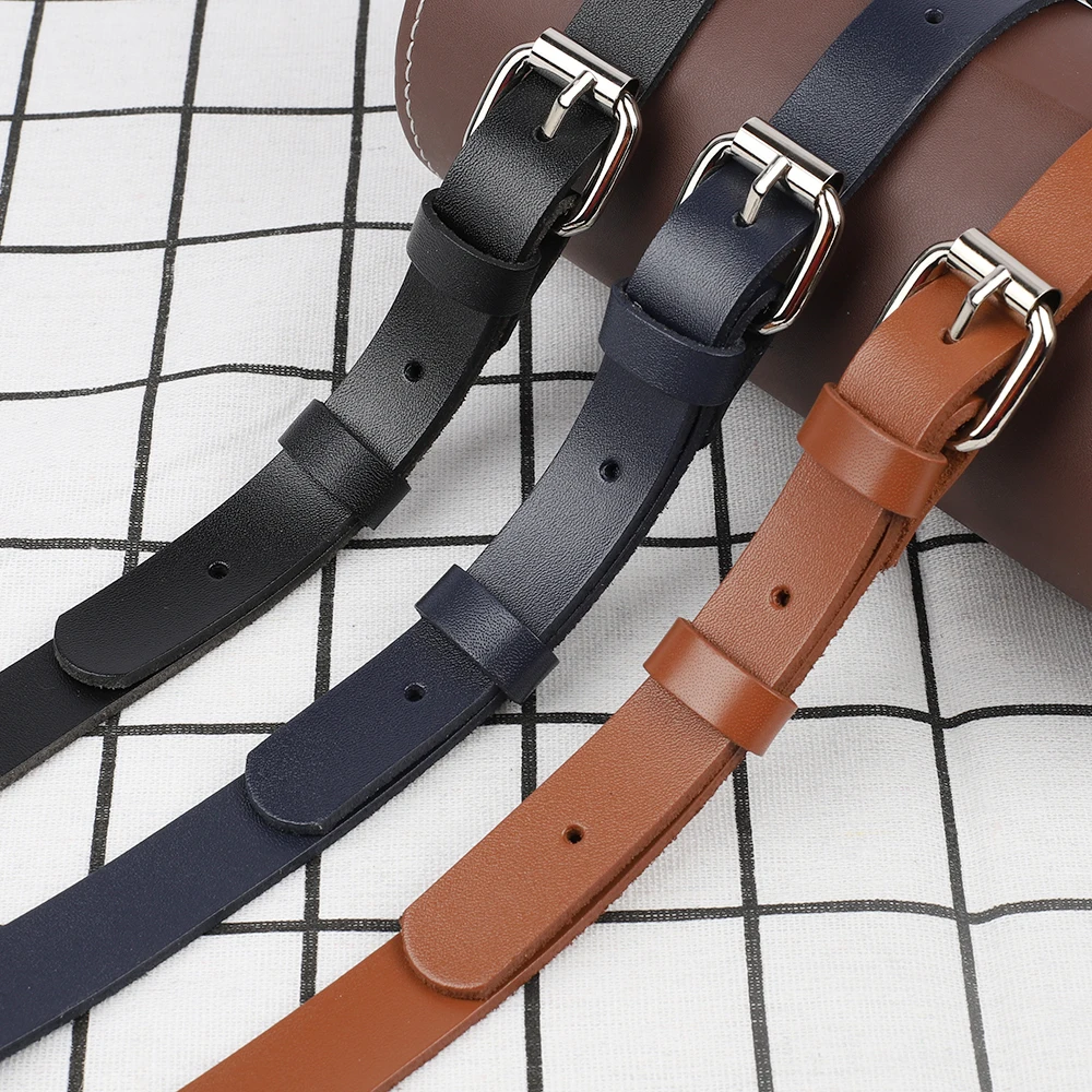 Genuine Leather Black Tan Blue Bags Strap Adjustable Replacement Crossbody Straps Sliver Hardware for Women DIY Bag Accessories