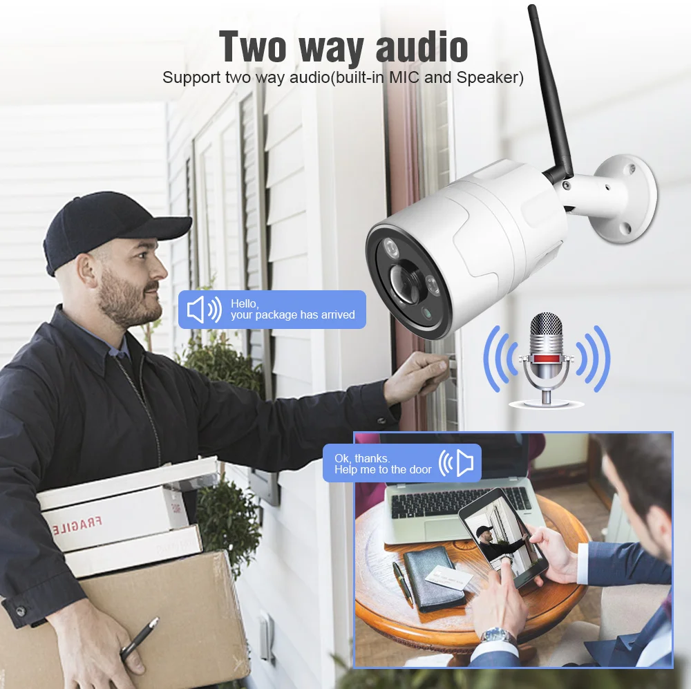 Outdoor WIFI IP Camera 1080P Fisheye Lens 180 Degrees View Security Bullet Day/Night View Home CCTV Surveillance Cameras