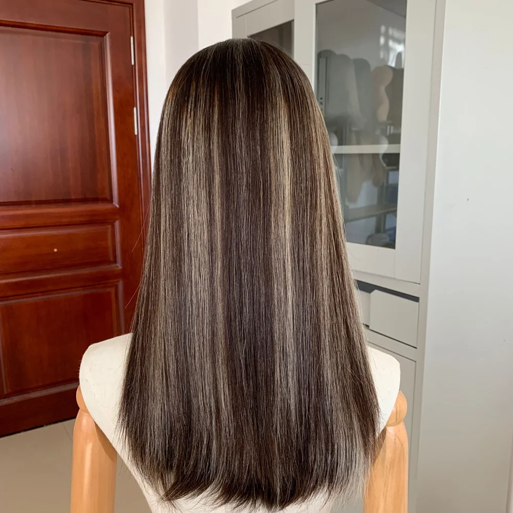 Peluca de cabello virgen de estilo europeo, cabellera judía Kosher, encaje suizo, parte superior con trama hecha a máquina, se acepta pedido personalizado, superventas