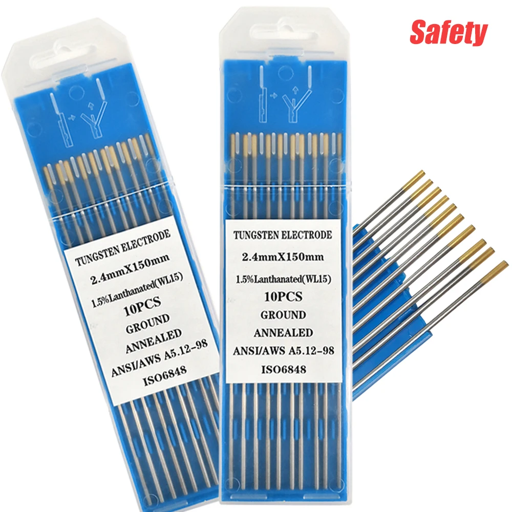 10 Buah WL15 Emas 1.5% Elektroda Tungsten Lantanasi 1.0/1.6 /2.0/2.4/3.2/4.0*150Mm Jarum Tungsten Profesional