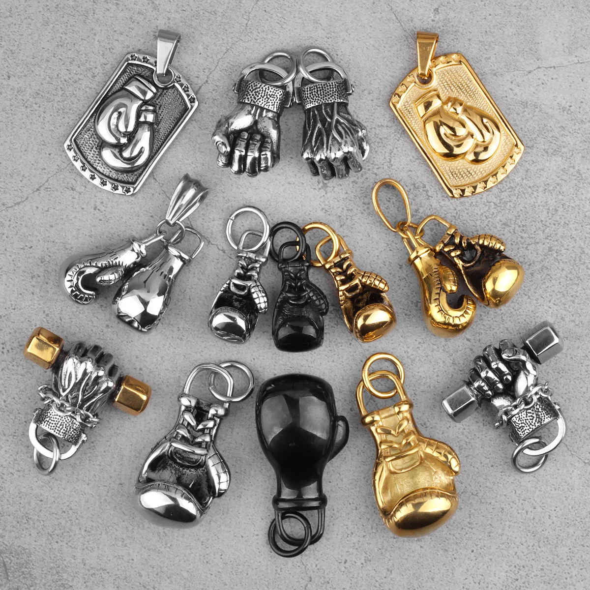 Fitness Gym Bodybuilding Boxing Gloves Stainless Steel Men Necklaces Pendants Chain for Boyfriend Male Jewelry Gift Wholesale