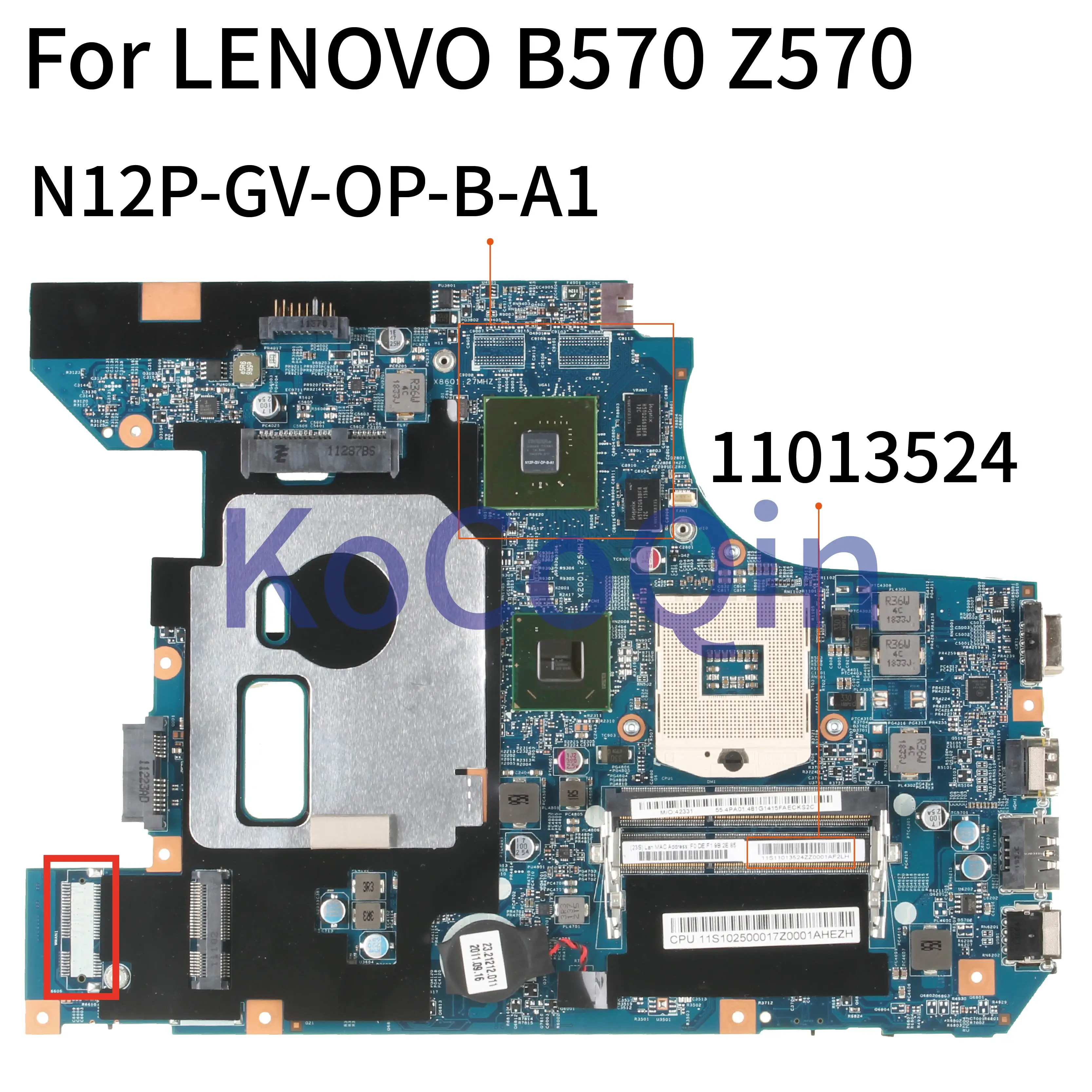 

KoCoQin Laptop motherboard For LENOVO B570 Z570 HM65 Mainboard 10290-2 48.4PA01.021 11S11013524ZZ N12P-GV-OP-B-A1