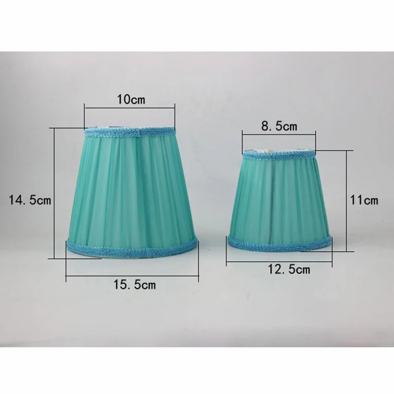 2PCS Light Blue Pleated Lace Lampshade,Small Fabric Ceiling Chandelier Light Covers Table Lamp Cover, E14 / Clip on