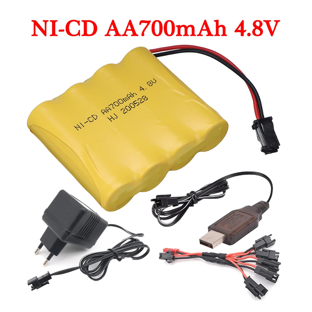 Ni-CD 4.8v Battery + Charger set For Rc toys Cars Trucks Tanks Robots Boats Guns AA 700mah 4.8v Rechargeable Battery Pack