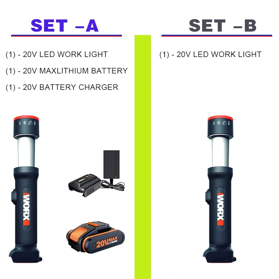 WU010 Telescopic LED Flashlight ,WORX 20V Multifunctional Wireless Portable Spotlight