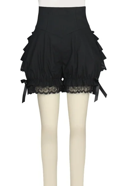 Mädchen Mode Niedlichen Schwarz Gothic Steampunk Lolita Rüsche Spitze Kürbis Zünder Baumwolle Hohe Taille Shorts Cosplay Kleiner Teufel Weibliche