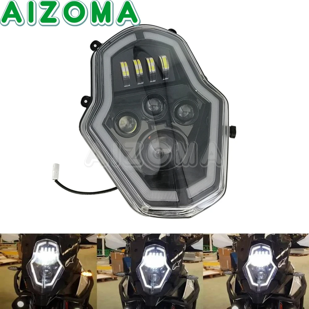 Motorcycle LED Headlight Projector Moto Lights Assembly w/ DRL Running Light For 1090/1190/1050/1290 Adventure 2015-2018