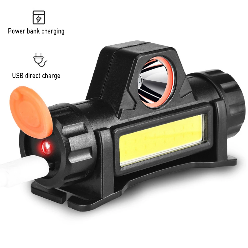 Imagem -04 - Portátil Mini Poderoso Farol Led Xpe Mais Cob Usb Recarregável Farol Embutido Bateria à Prova Impermeável Água Cabeça da Tocha Lâmpada de Cabeça 18650