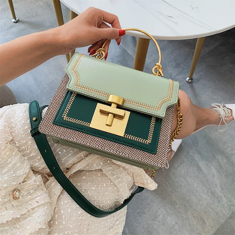 2024 New Fashion Pathwork PU Leather Women Crossbody Bags Vintage Shoulder Messenger Bag Ladies Clutch Casual Totes Female Purse