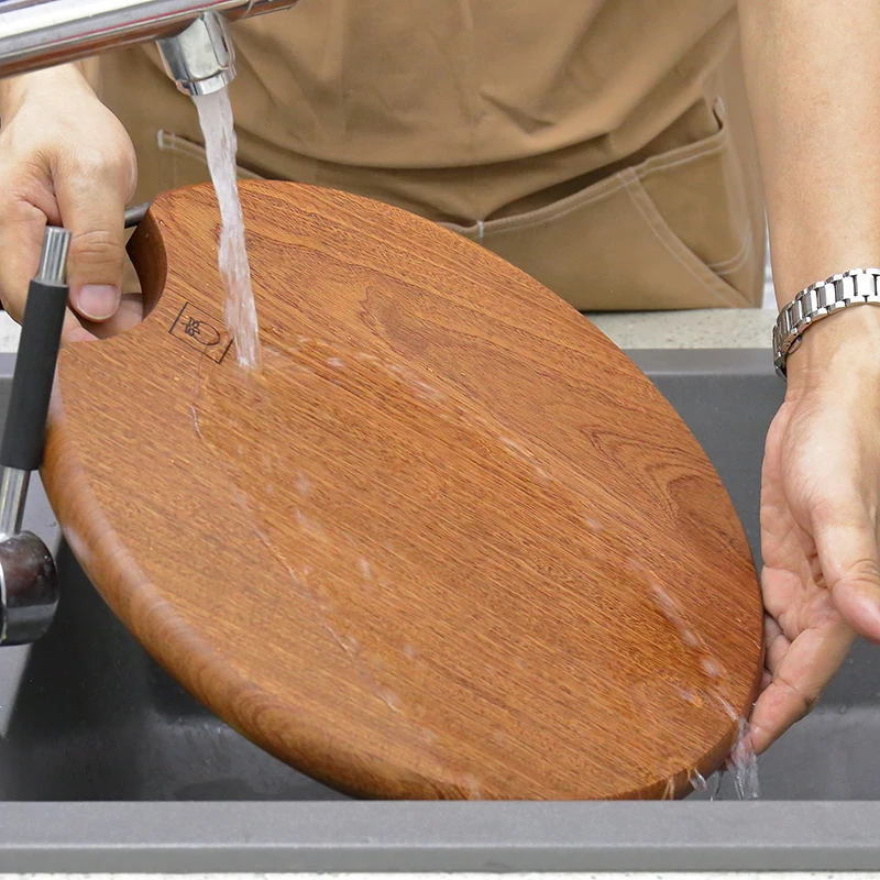 Ebony solid wood chopping board, round whole wood, cutting board, no lacquer, no wax, household