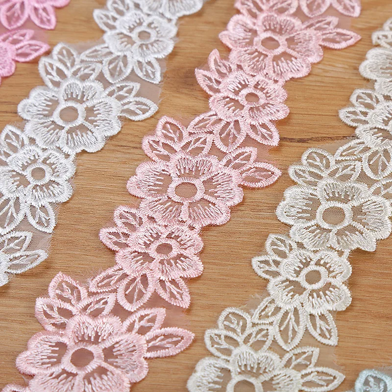 5CM Width Embroidered Organza Flower Lace Trim Ribbons Fabric  DIY Sewing Handmade Craft Materials Clothes Accessories Home Deco