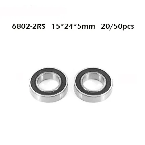 

20/50PCS 6802-2RS Bearing ABEC 15x24x5 mm Thin Section 6802RS Ball Bearings 6802 2RS 61802 RS