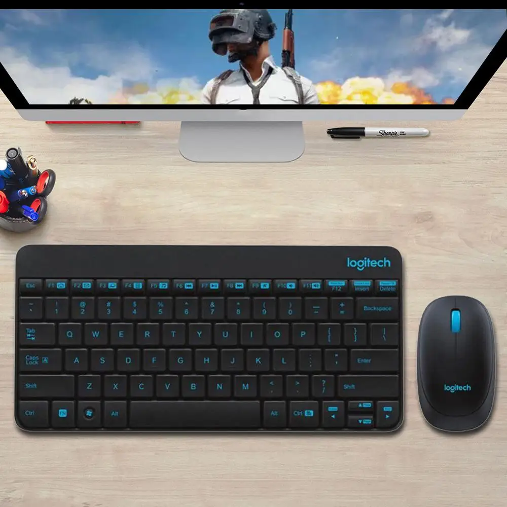 Logitech MK245 USB Nano Wireless Mini Keyboard 1000 DPI Ergonomic Mouse Combos Set for Home Office Notebook Laptop Gaming Mice