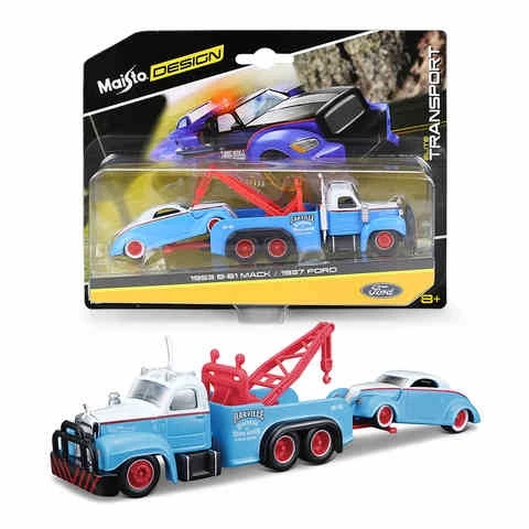 Maisto Design Tractor-Trailer Diecast Toy 1/64 Alloy Model Car Model Vehicle with Case Gifts For Kids Boys and Girls