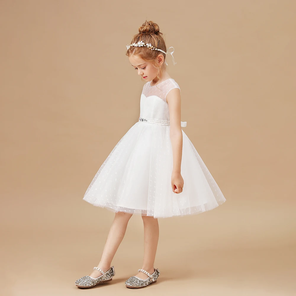 Flower Girl Dress O-Neck Sleevelss For Wedding Birthday Party Prom First Communion Festivity Celebration Junior Bridesmaid Dress