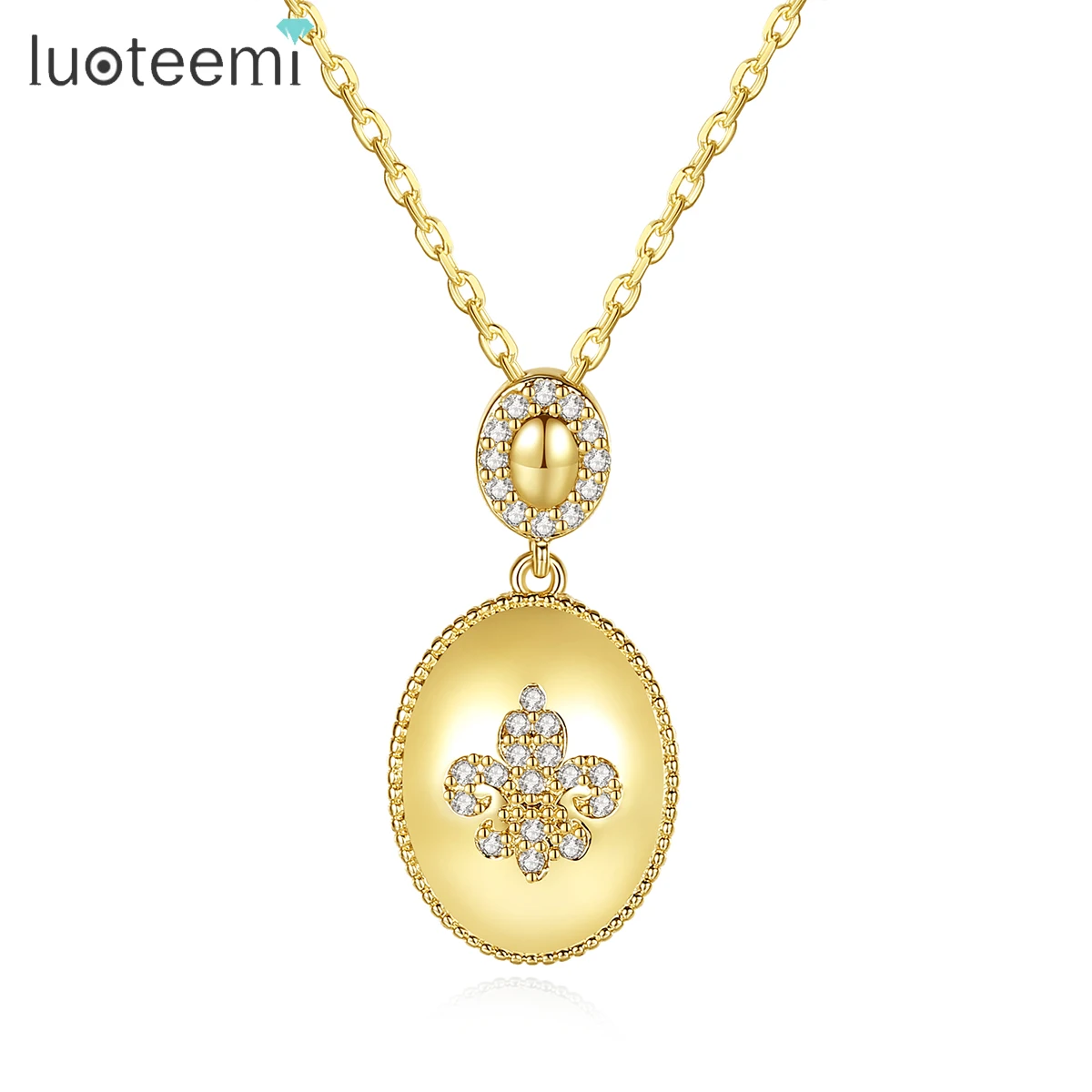 LUOTEEMI Two Rounds Women Pendant Necklace Miraculous Ladybug Cosplay African Necklace for Female Cubic Zirconia Women's Jewelry