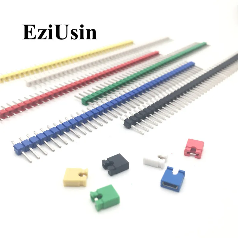 90pcs/lot 2.54 40 Pin 1x40 Single Row Male Breakable Pin Header Connector Strip & Jumper Blocks for Arduino Colorful 2.54mm