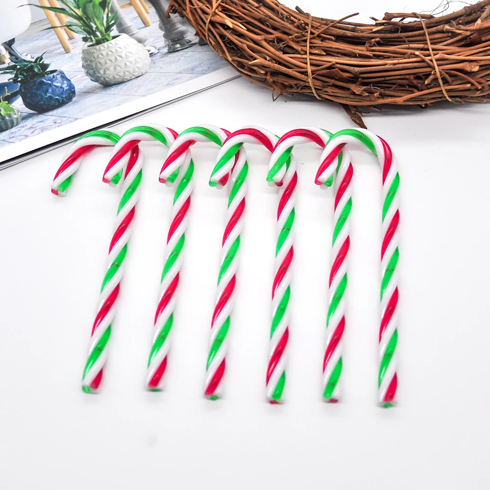 6Pcs acrylic candy cane christmas decoration sugar cane christmas tree hanging ornaments family christmas happy new year