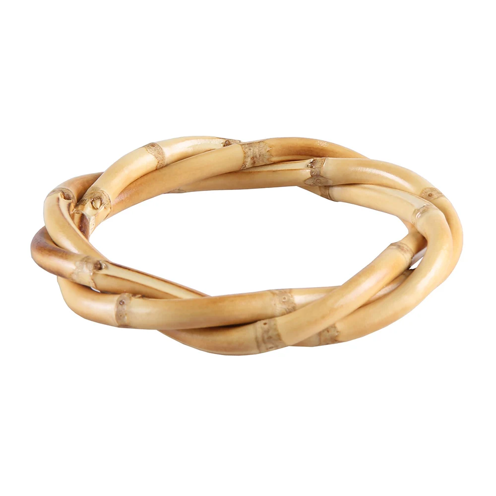 Natural Bamboo Root Bangle Nilerun Vintage Retro Unique Handmade Rattan Twisted Bracelet for Women and Men