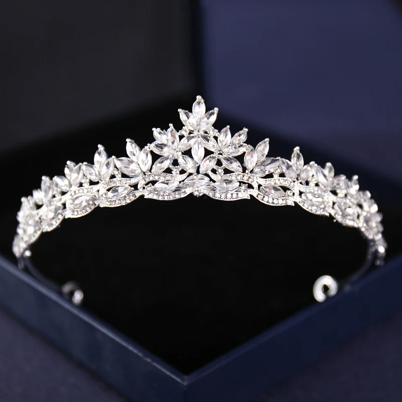 Silver Color Crysta Crowns And Tiaras Baroque Vintage Crown Tiara For Women Bride Pageant Prom Diadem Wedding Hair Accessories