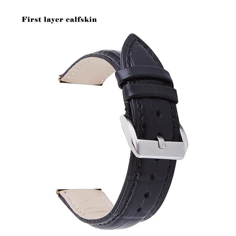 UTHAI Z20 Leather Watchband Crocodile Pattern Strap 14mm 16mm 18mm 20mm 22mm 24mm Silver Metal Buckle Clasp Women Men Watch band