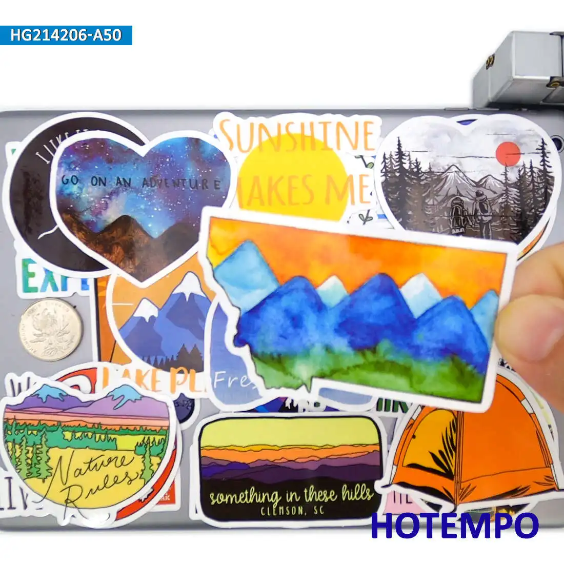 Weltreise-Aufkleber-Set, Klettern, Camping, Wandern, Outdoor-Abenteuer, für Laptop, Auto, Telefon, Motorrad, lustiges Aufkleberpaket, 50 Stück – Detail 14