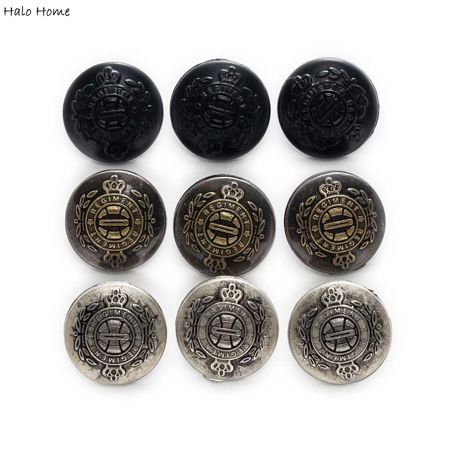 5pcs Retro Regiment Badge Shield Metal Button Sewing Scrapbooking Clothing Blouse Bag Craft Headband Accessories Decoration