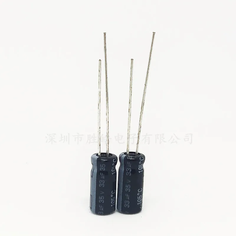 50pcs 35V33uf volume 5*11mm aluminum electrolytic capacitor 35V 33UF DIP size：5x11（MM）