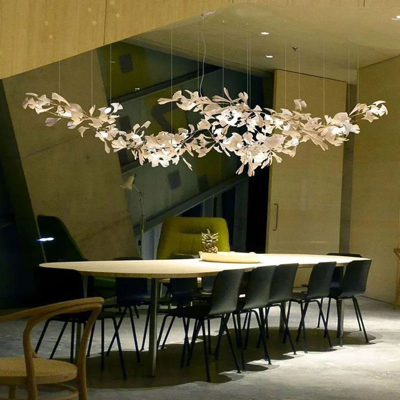 

Phube Modern Chandelier Light With Porcelain Leaves Tree Branches Hanging Lamp For Dining Room 18K Gold Hanging Light Fixtures