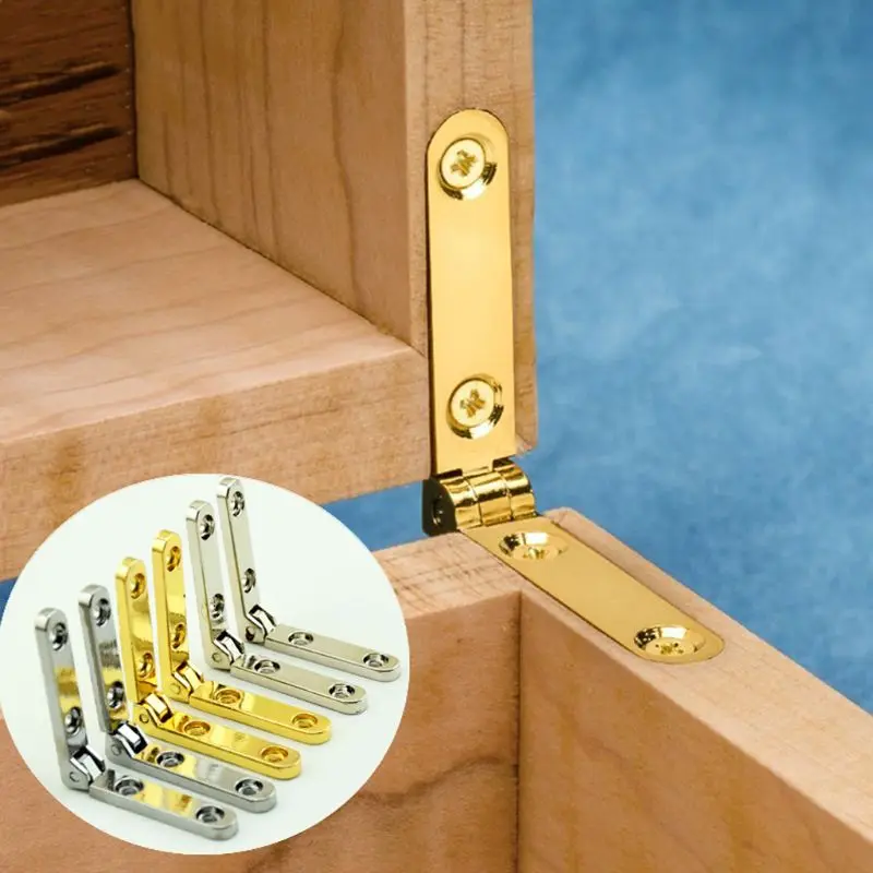 10Pcs/Bag 90 Degree Hinges Zinc Alloy Spring Hinge for Wooden Box Jewellery Case L4MB