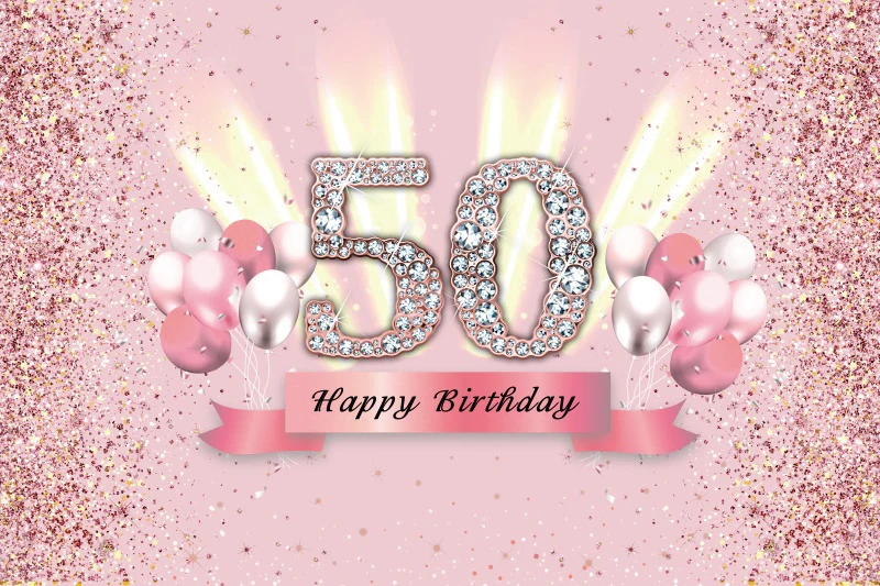 ピンクの誕生日の背景50-30-40-18歳の誕生日パーティーのカスタム写真の背景,装飾的な写真バナー