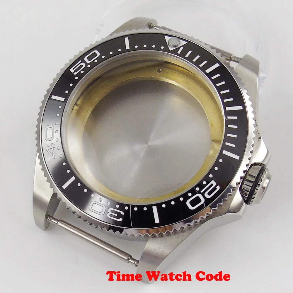 43mm Men's Watch Case Parts fit for ETA 2836 Miyota 8215 automatic movement sapphire glass ceramic bezel insert date window