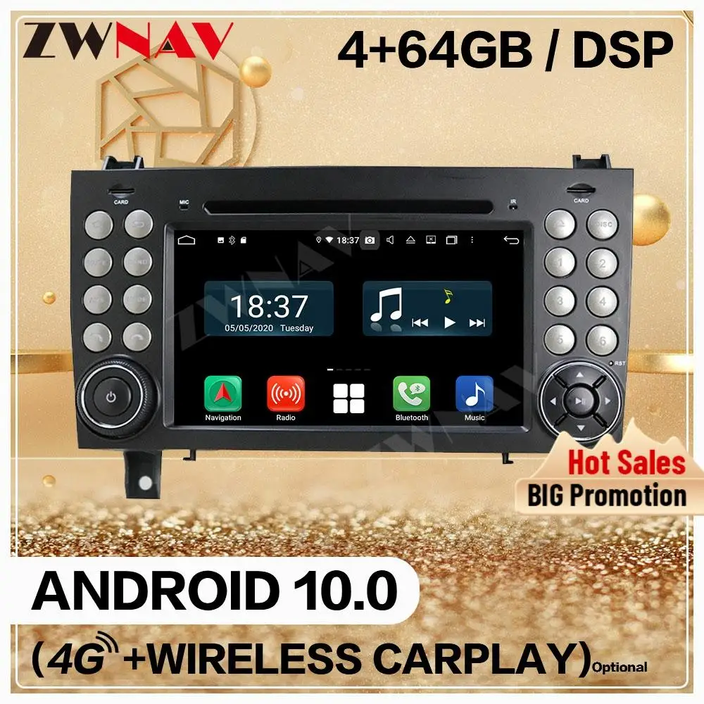 4+128G 2 din For Benz SLK Class R171 2000 2001 2002 2003-2008 W171 2008 2009 2010 2011 Android 10 Audio Radio GPS Navi Head Unit