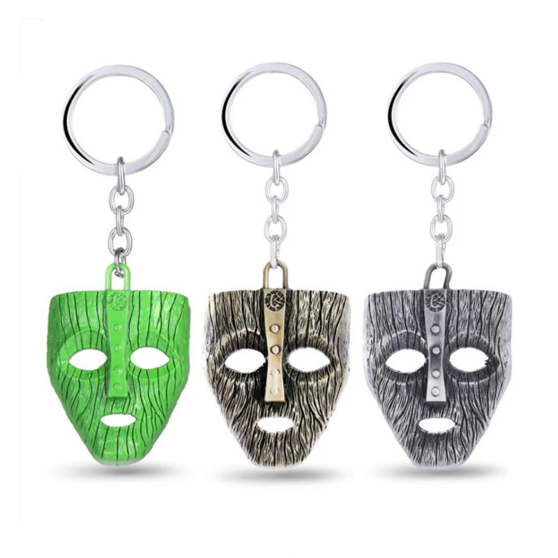 Trinket Comdy The Mask Keychain For Men Jim Carrey Mask Key Chains Key Ring Hollow Mini Key Holder Porte Cle