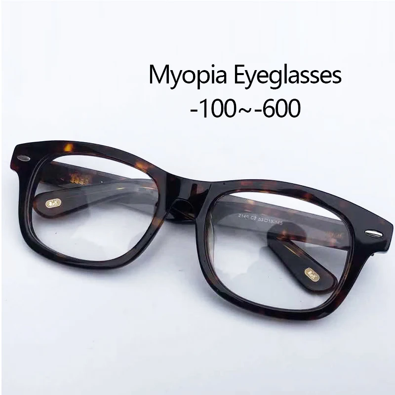 

New Acetate Myopia Glasses Nearsighted Eyeglasses Optical Prescription Eyeglasses Campus style Leopard Black Glasses -1.0~-6.0