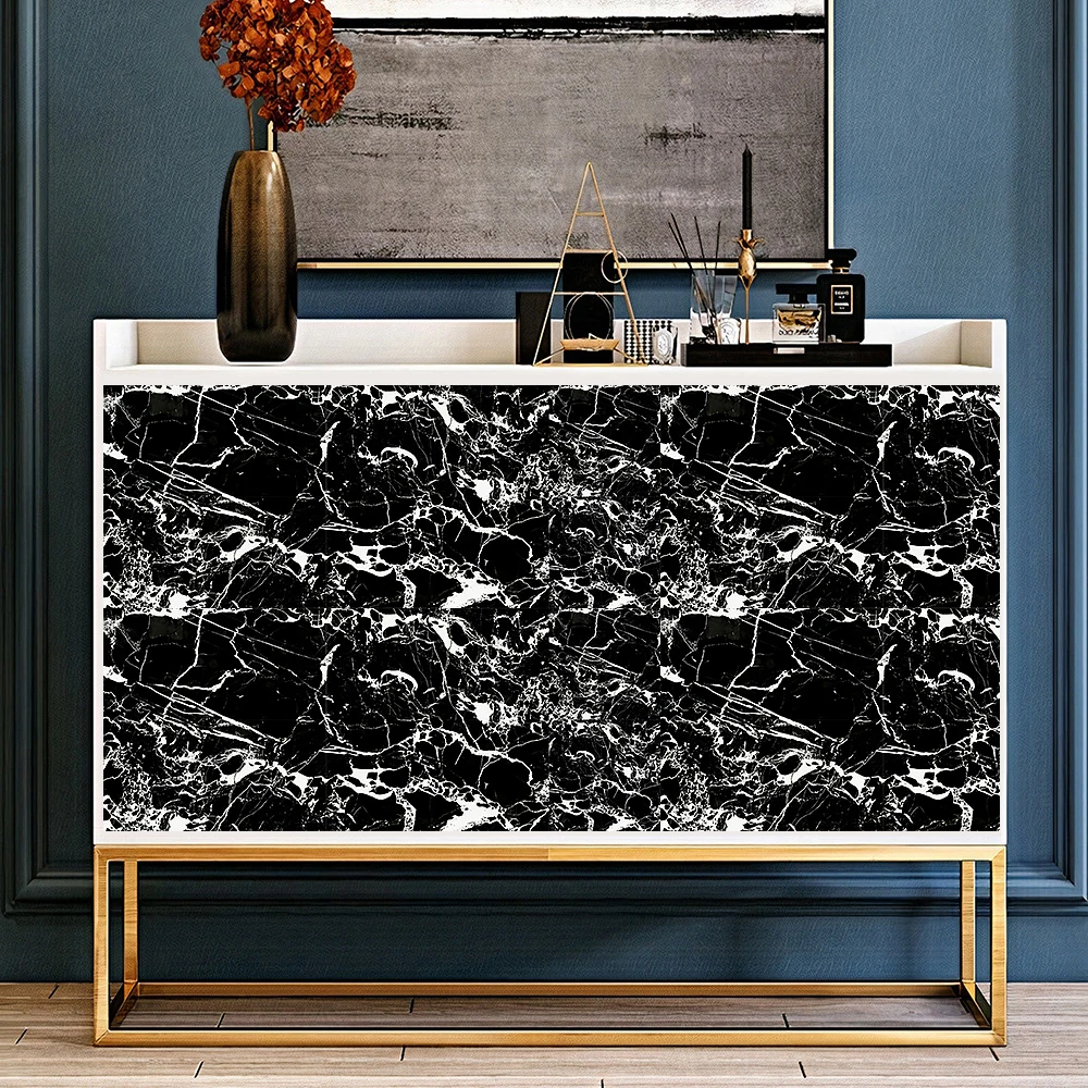 10/15cm Black & White Marble Tiles Wall Sticker Kitchen Wardrobe Bathroom Home Decor Self-adhesive Waterproof Art Wall Decals