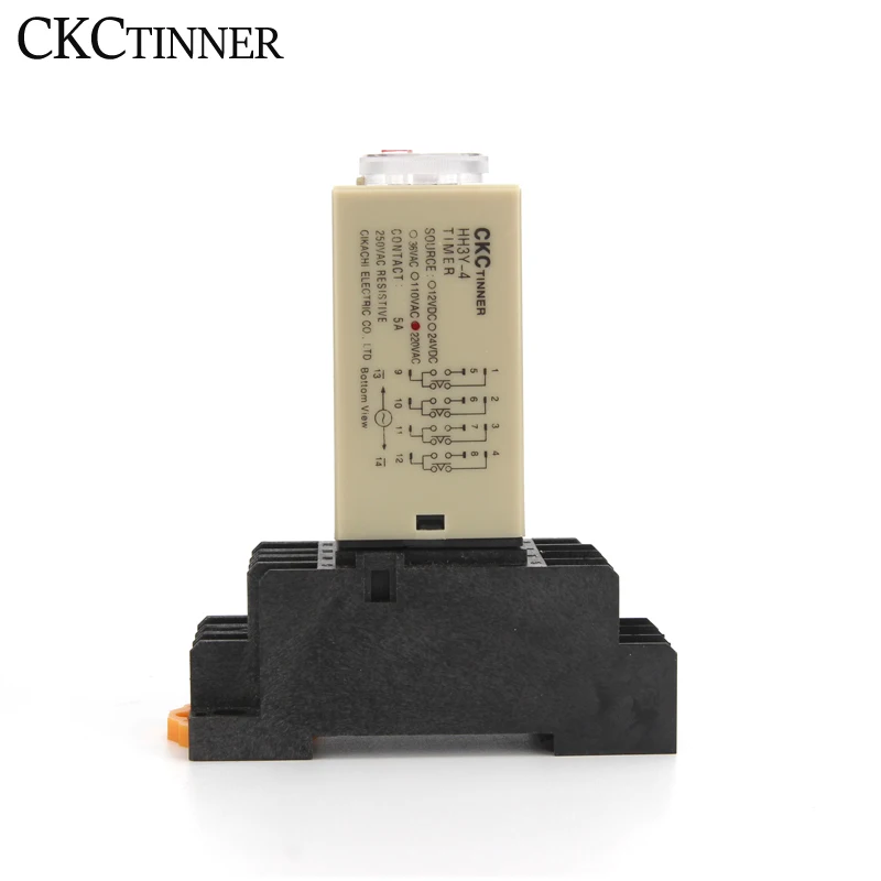 Power-on Delay Timer H3Y-4 220VAC Time Relay 3S 5S 10S 30S 60S 5M 10M 30M 60M  14Pin Small Adjustable with base Socket PYF14A