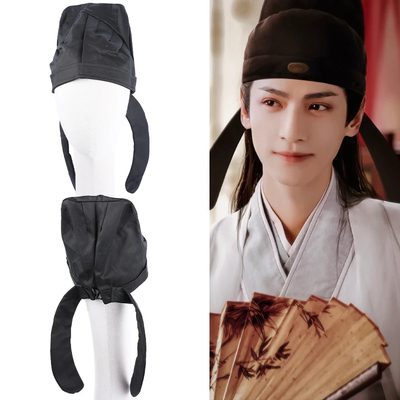 Black Adjustable Chinese Ancient Courtier General Caps For Adults Children Ming Song Han Dynasty Poet Libai Teacher Hats