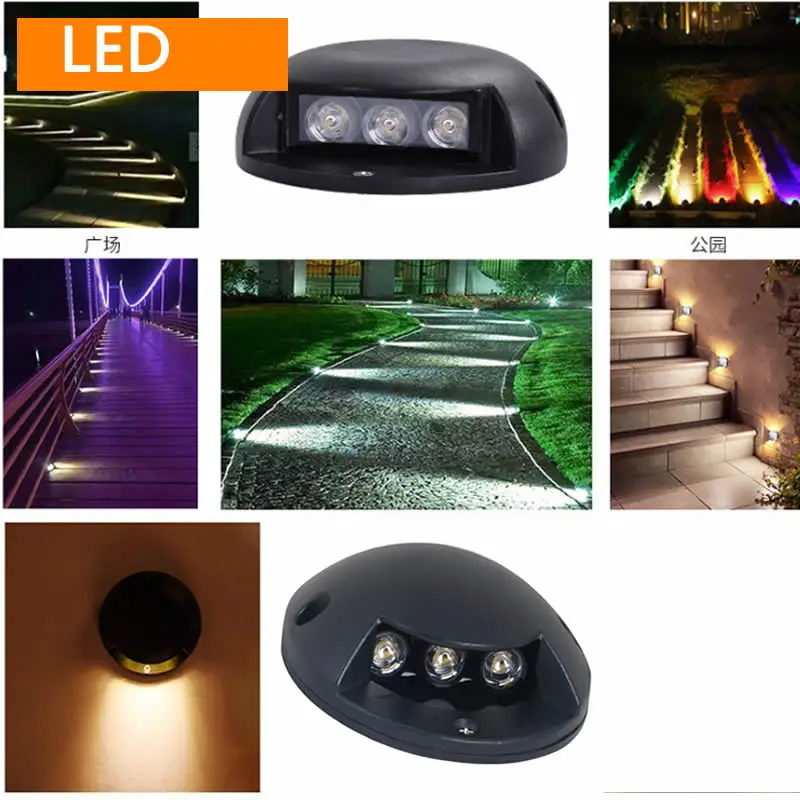 LEDกลางแจ้งใต้ดินสวนYardรั้วบันไดรางรถไฟLED Step Lights Lamps110V- 220V String Light