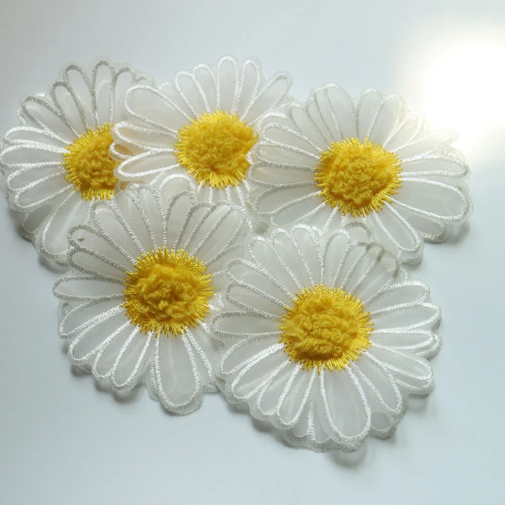 5pc DIY 2-layer flower Patches for clothing Embroidery floral patches for clothes bags decorative parches applique sewing craft