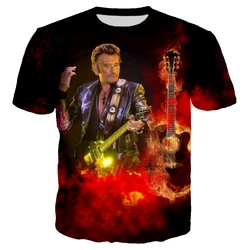 Rock Singer T-shirt Johnny Hallyday 3D Printed T-shirts Men Women Casual Streetwear Hip Hop Clothes Harajuku Oversized Tee Tops