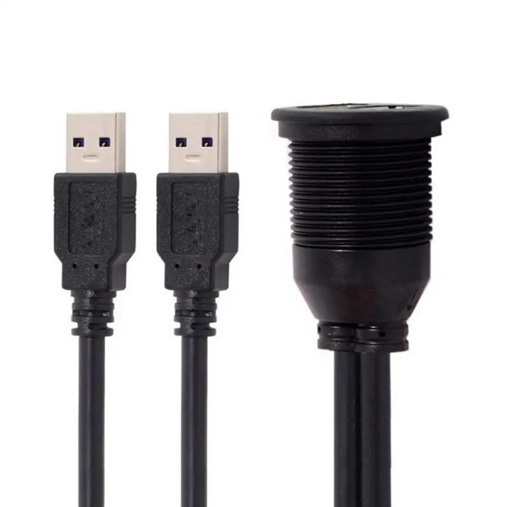 Cable de montaje empotrado USB 2,0 para coche, barco y motocicleta, extensión de puerto USB doble o individual, 1M/2M
