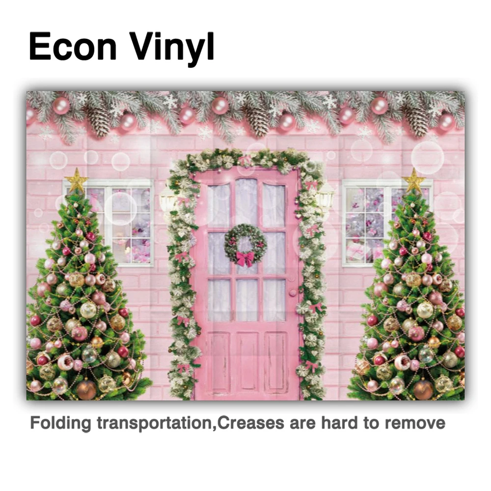 Allenjoy Latar Belakang Dinding Bata Kayu Merah Muda Pohon Natal Pinus Natal Musim Dingin Anak Perempuan Foto Wallpaper Latar Belakang Fotografi